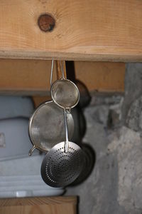 Utensils hanging in kitchen