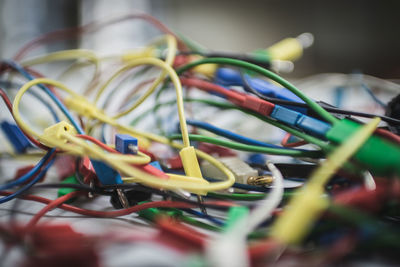 Close-up of multi colored decorations on floor