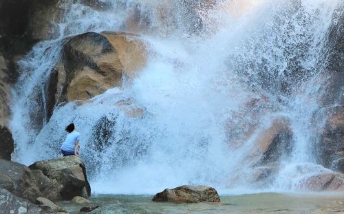 Scenic view of waterfall