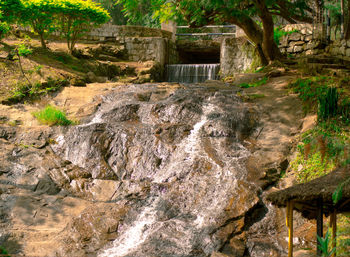Water flowing through rocks