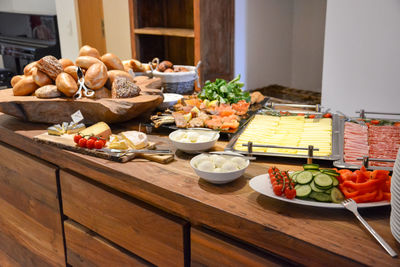 High angle view of food on table at home