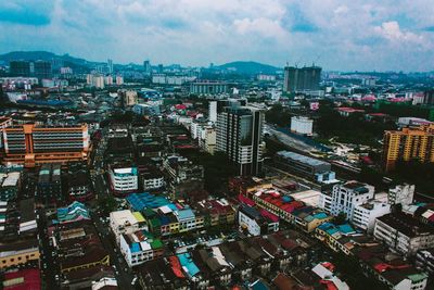 High angle view of cityscape against sky