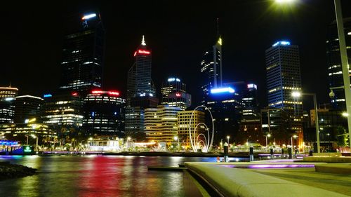 Illuminated city at night