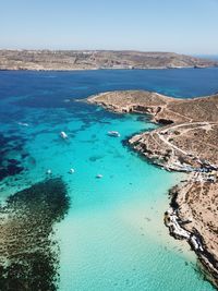 High angle view of beach against sky