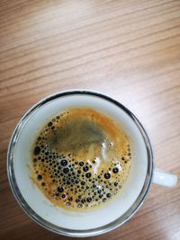 High angle view of coffee on table