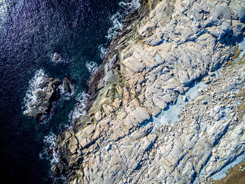 High angle view of rocky shore