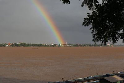 Scenic view of rainbow against sky