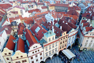 High angle view of buildings in city