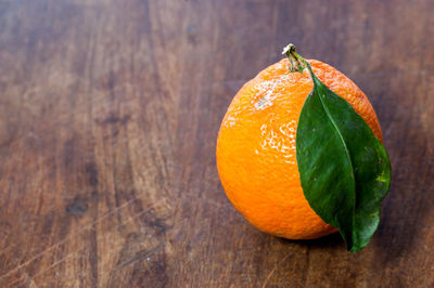 Close-up of orange on table