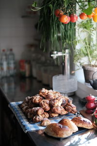 Close-up of food on table