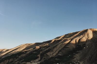 Low angle view of mountains against clear sky