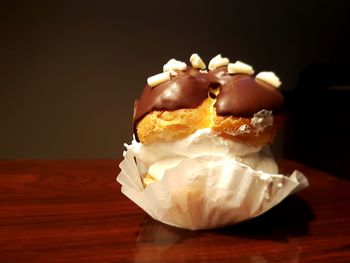 Close-up of ice cream on table