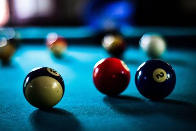 Close-up of christmas lights on table