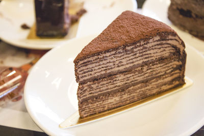 Close-up of dessert in plate on table