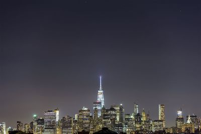 City lit up at night