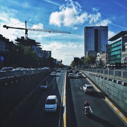 Traffic on road in city