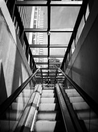 High angle view of escalator in building