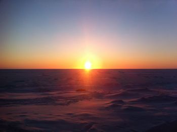 Scenic view of sea against clear sky during sunset