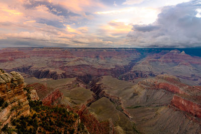 Aerial view of landscape against cloudy sky