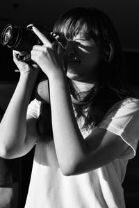 Portrait of a girl looking up