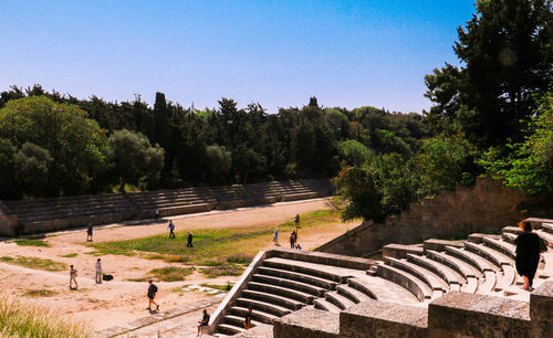 High angle view of people in park