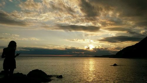 Scenic view of sea during sunset