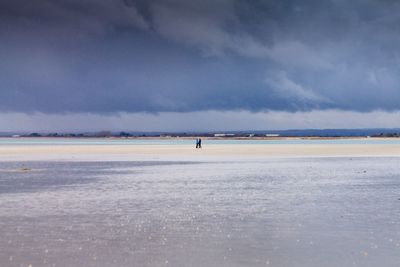 Scenic view of sea against cloudy sky