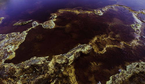 Aerial view of sea and rock