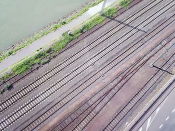 High angle view of railroad tracks