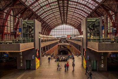 People at railroad station