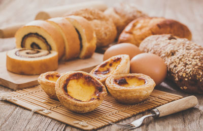 Close-up of bread on table