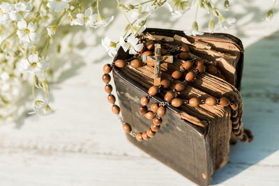 Close-up of chocolate cake on table