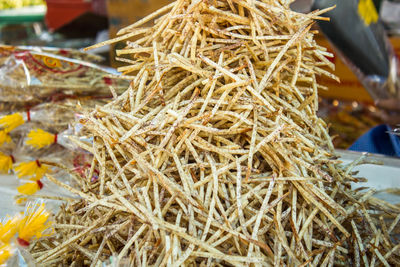 Close-up of dried for sale at market stall