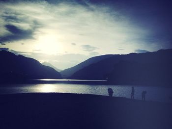 Silhouette of mountain at sunset