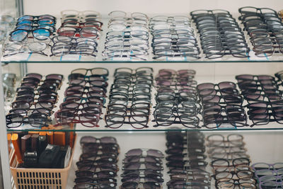 Close-up of sunglasses for sale in store