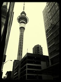 Low angle view of communications tower