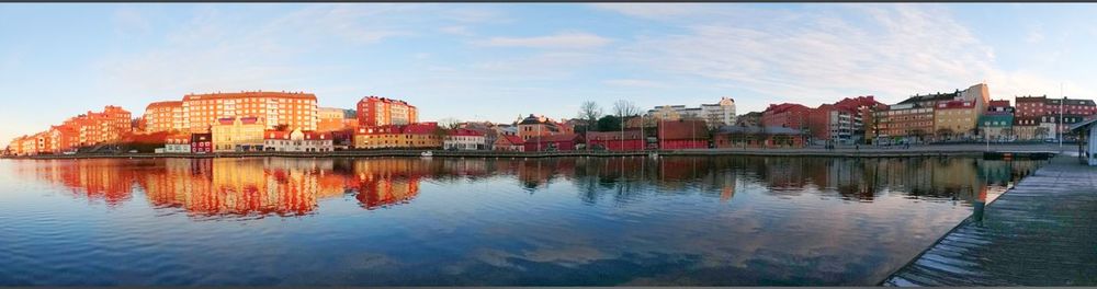 Reflection of city on water