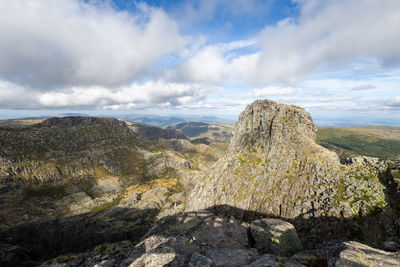 Scenic view of rock formations against sky