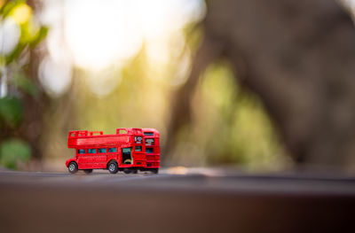 Close-up of toy car