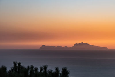 Scenic view of sea against sky during sunset