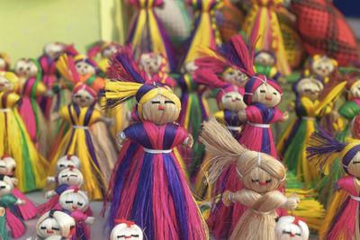 Close-up of toys for sale in market