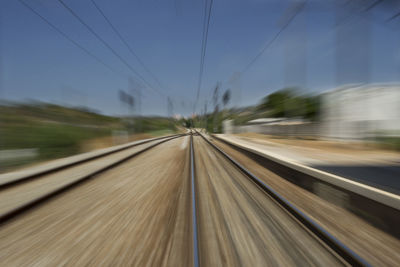 Train moving on railroad track