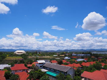 High angle view of townscape against sky