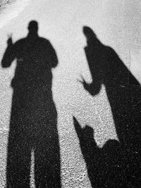 Shadow of people on road