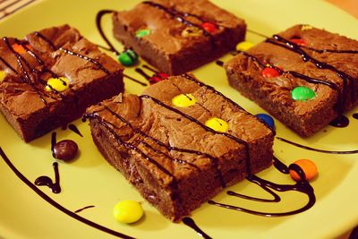 Close-up of cake slice in plate