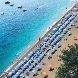 High angle view of people on beach