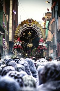 Crowd on street during religious procession