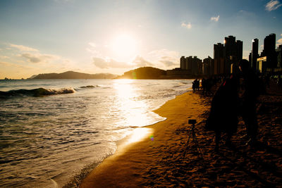 Silhouette of beach during sunset