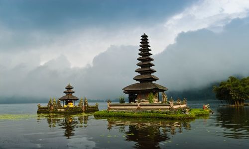 Scenic view of lake against sky