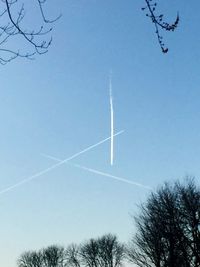 Low angle view of vapor trail in sky